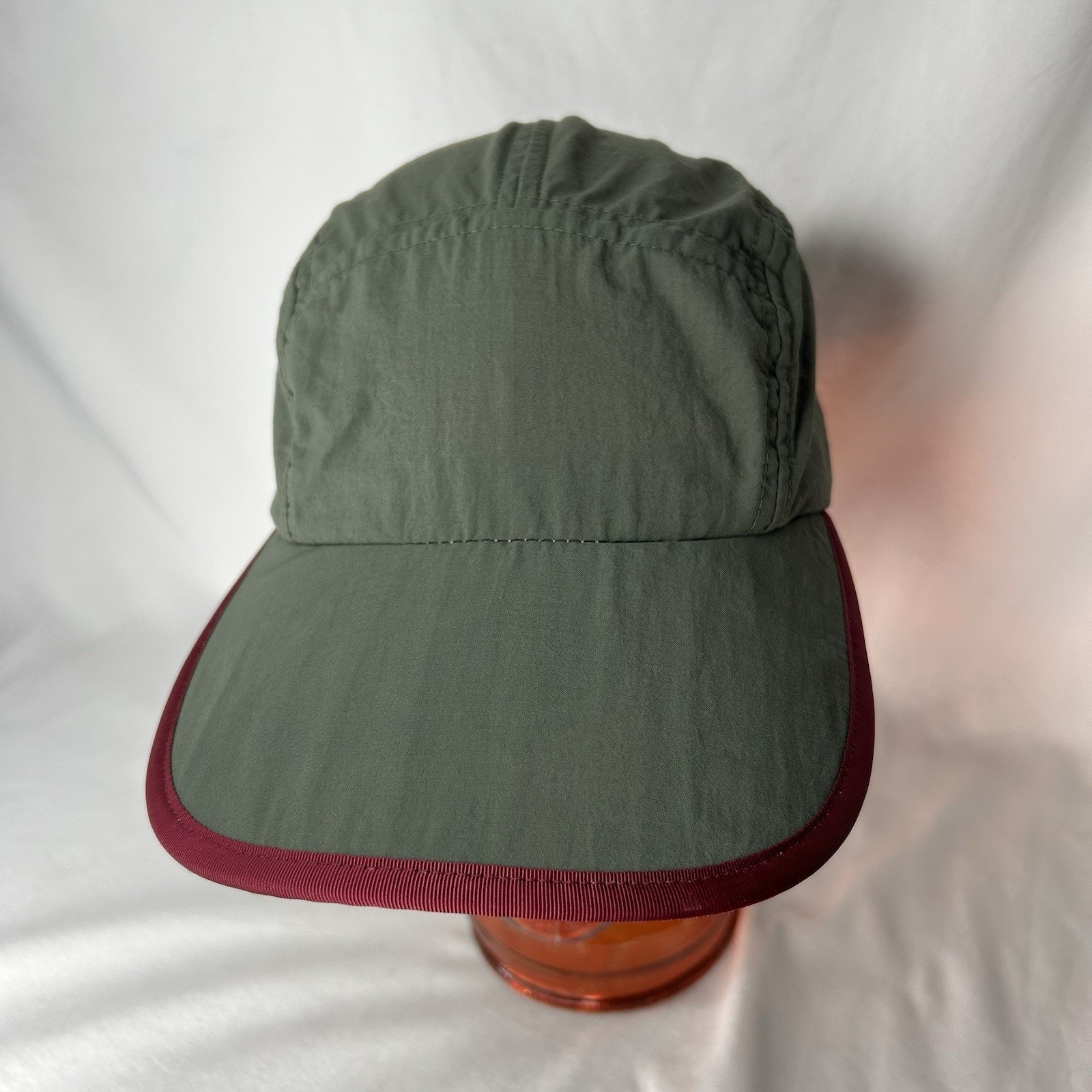Vtg Patagonia 5 Panel Strapback Duck Bill Wide Hat Usa Made Size Med 90s Green